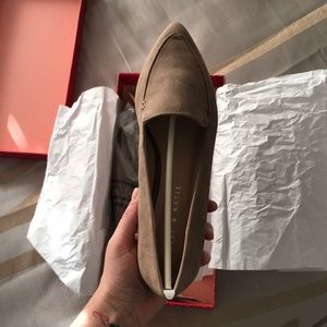 Nude suede flats